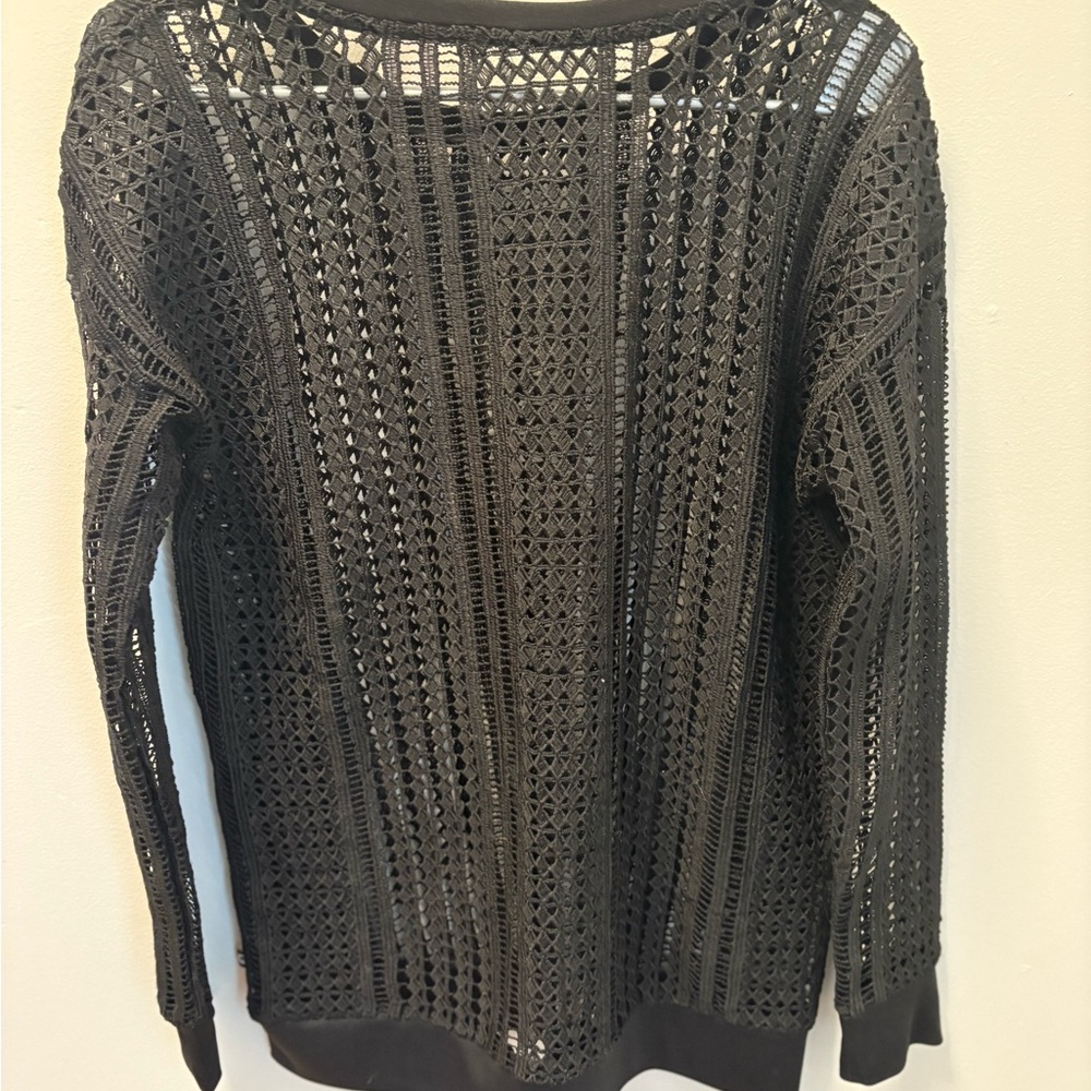 Fabletics Black Open-Knit Sweater